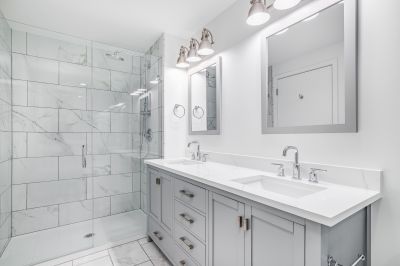 Dual Vanity with Modern Faucets